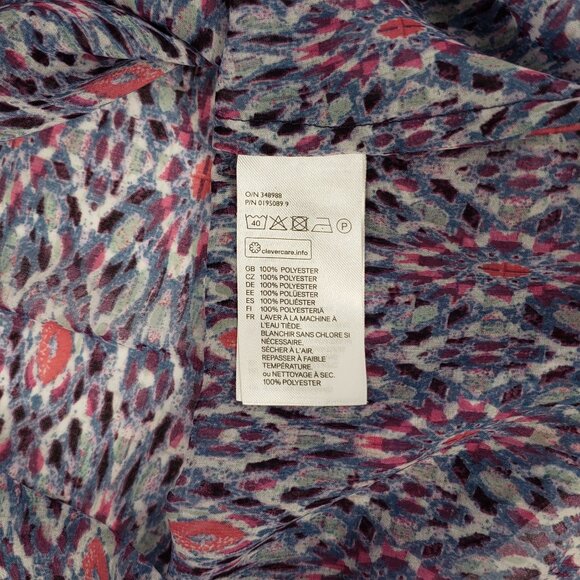 H&M 2 Pink Blue Purple Womens Blouse Semi-Sheer Hi Low Top Multicolor - Picture 4 of 6